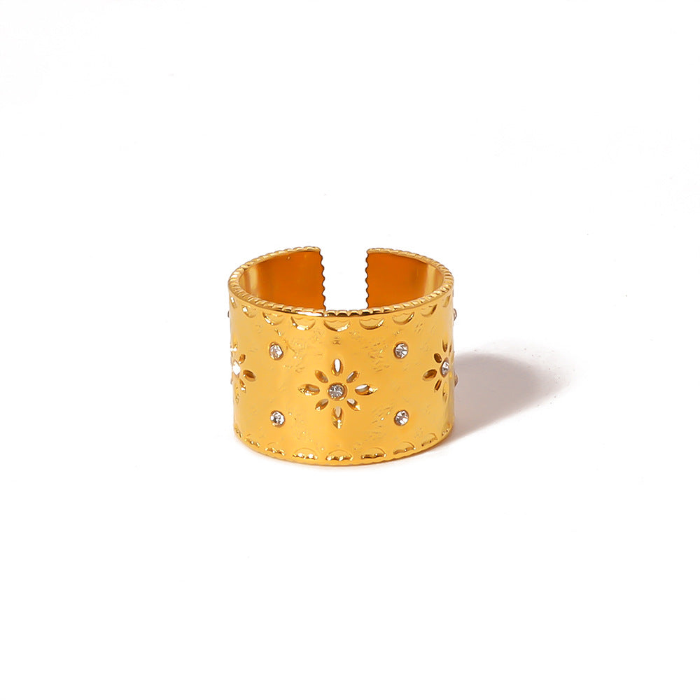Wholesale Retro palace style carved hollow titanium steel ring